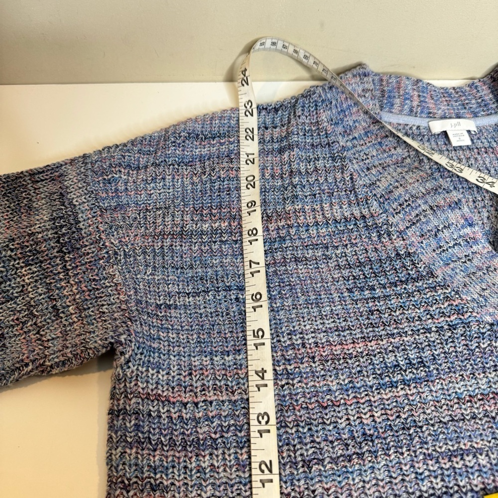 J Jill Easy Dropped Shoulder Sweater Blue Jasper Cotton V Neck 3/4 Sleeve - Picture 8 of 9